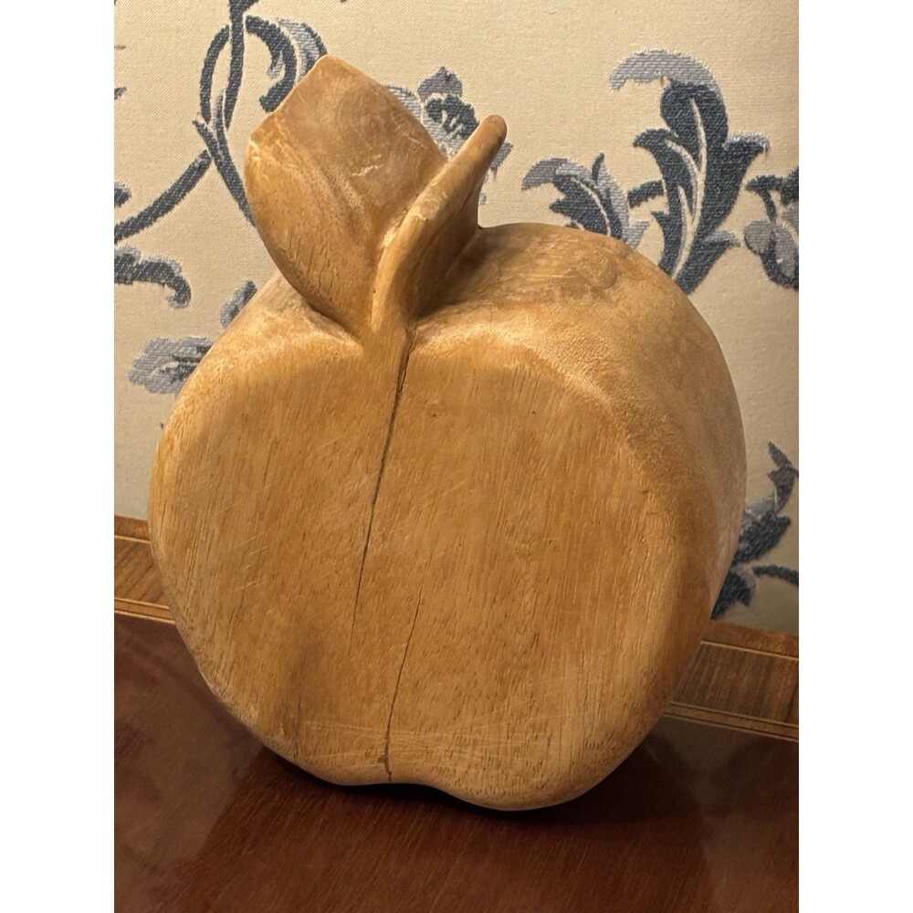 Hand Carved Wooden Apples Rustic Farmhouse Fruit Primitive Vintage